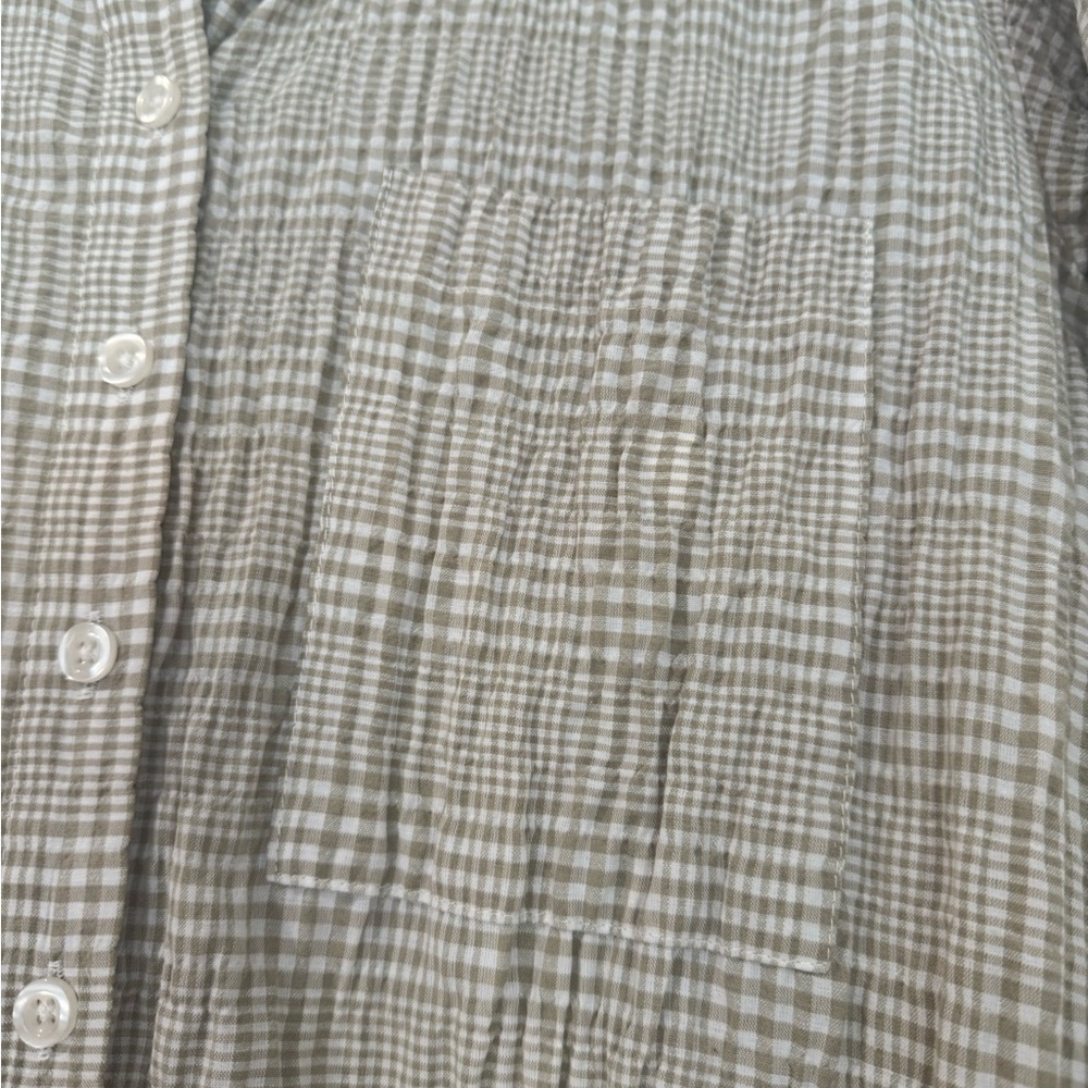 Maeve Plaid Button-Up Crinkled Shirt Dress - Picture 6 of 7